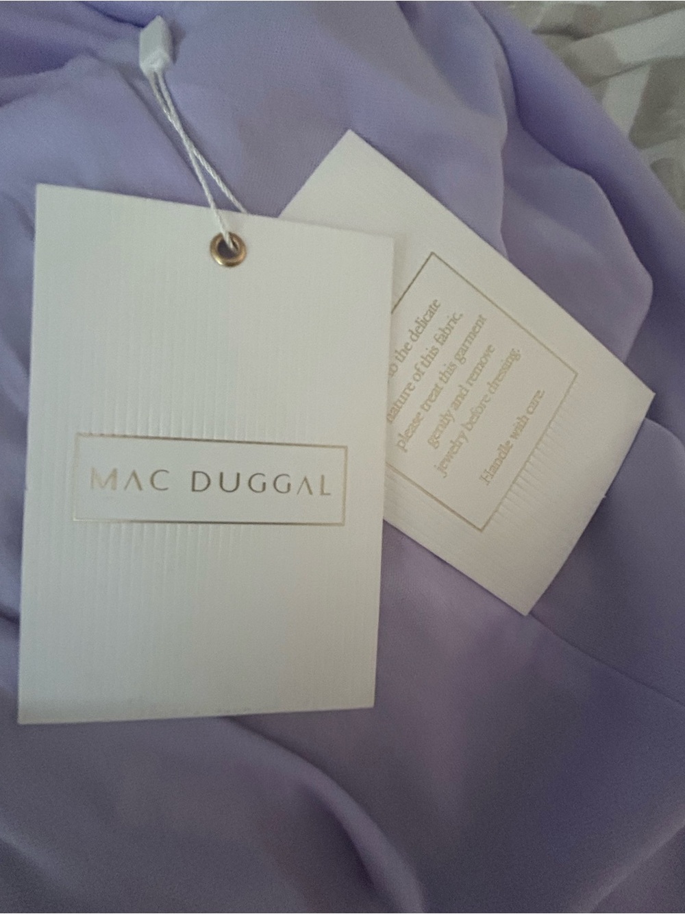 Mac Duggal Lilac Beaded Lace Wedding Guest Dress - Picture 4 of 6